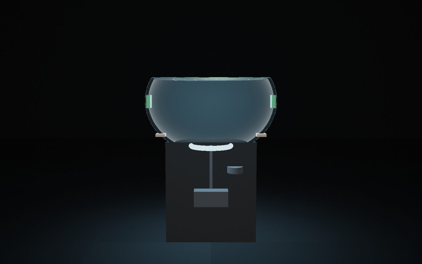 3D simulation, cross-section: warm water, LED ring and sealed electronics